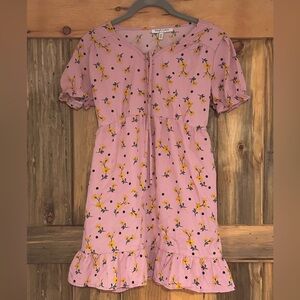 Charming Pink Floral Kids Dress